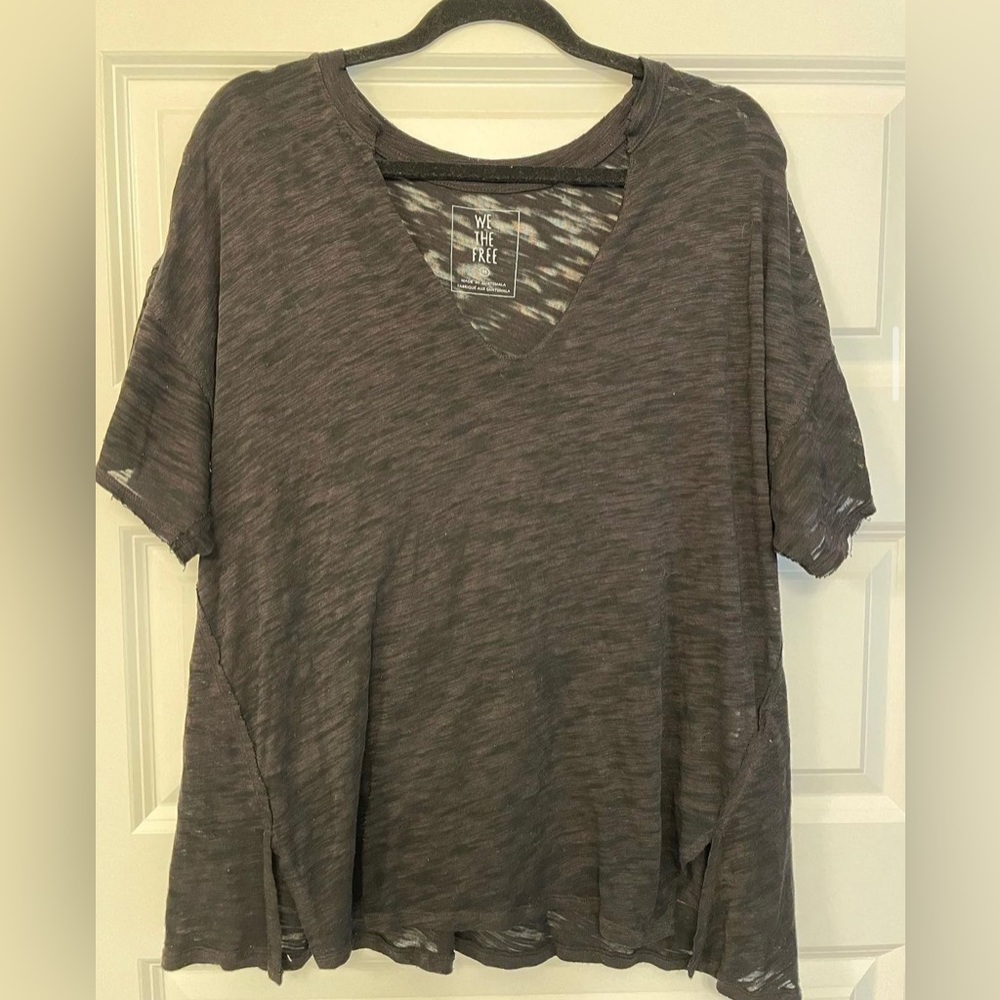 Free People black short sleeve shirt